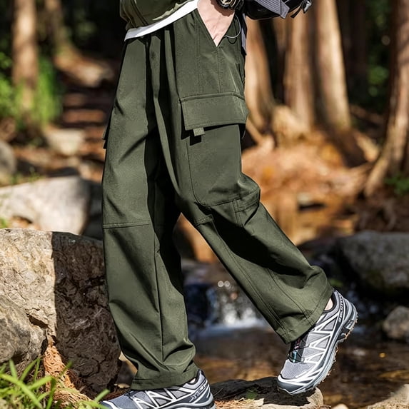 Men's Cargo Pants 4-Way Stretch Twill Relaxed Fit Multi Pocket Outdoor Work Trousers S-XL