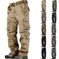 thumbnail image 1 of Men's Cargo Pants 8 Pocket Cotton Casual Hiking Trousers Breathable Comfort, 1 of 8