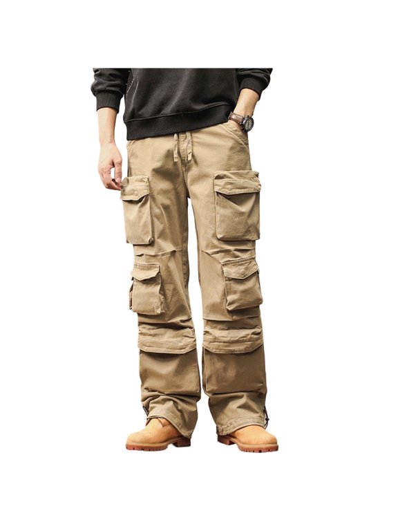 Men's Cargo Pants Baggy Wide Leg Straight Outdoor Sweatpants Y2k Streetwear Hip Hop Joggers Parachute Pants