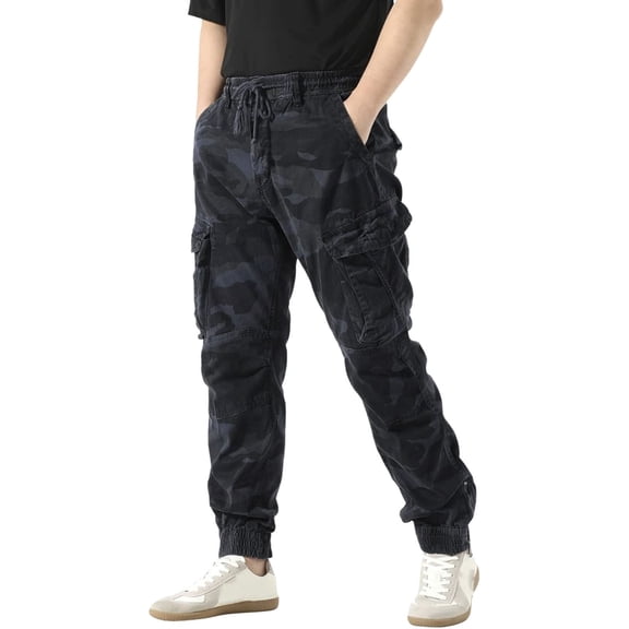 Men's Cargo Pants Camouflage Slim Fit Retro Elastic Sweatpants Comfortable Travel Fall Hiking Outdoor Sport Pants Camouflage XXL