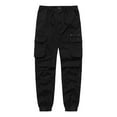 thumbnail image 1 of Men's Cargo Pants Casual Cotton Stretchy Drawstring Waist Trousers Black M, 1 of 2
