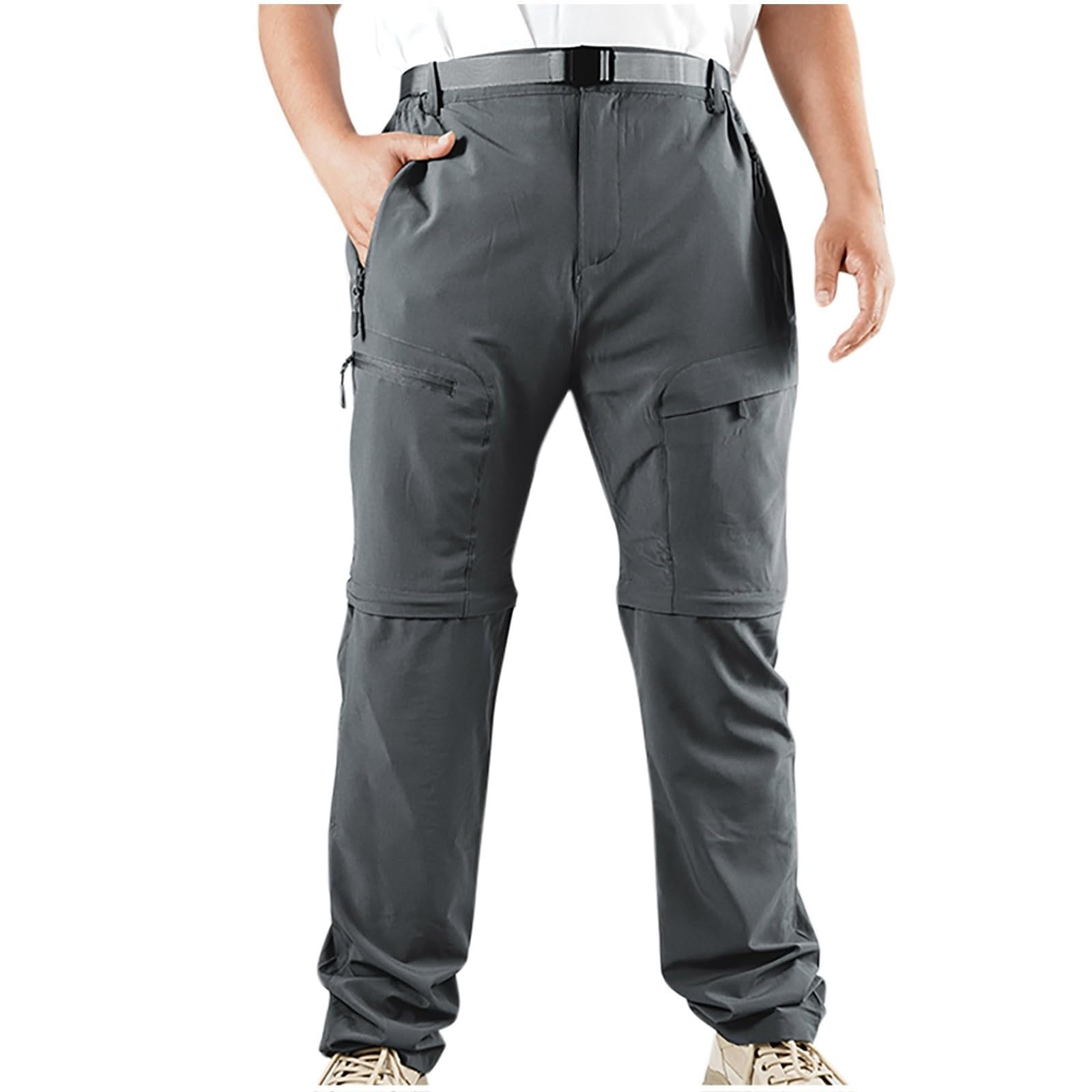 Men's Cargo Pants Casual Drawstring High Waisted Hiking Pants Wide Leg