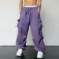 thumbnail image 1 of Men's Cargo Pants Casual Streetwear Utility Work Pants with Woven Pocket and Adjustable Waist for Outdoor Sports, 1 of 8