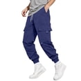 thumbnail image 1 of Men's Cargo Pants Drawstring Elastic Waist - Straight Leg, Side & Back Pockets, Lightweight Polyester, Casual/Outdoor Sports, S-XXL, 1 of 4