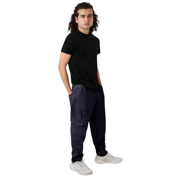 StrongEnough Men’s Cargo Pants - Durable Work Pants for Men with Multi Pockets and Adjustable Waist, Relaxed Fit, Dark Gray Small