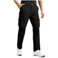 thumbnail image 1 of Men's Cargo Pants Elastic Waist Drawstring Solid Color Work Pants Outdoor Hiking Multi Pockets Tactical Pants Black XXXXL, 1 of 8