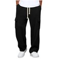 thumbnail image 1 of Men's Cargo Pants Elastic Waist Drawstring Stretchy Casual Workwear Trousers Lightweight Hiking Pants with Multi Pockets Solid Color Everyday Wear, 1 of 9