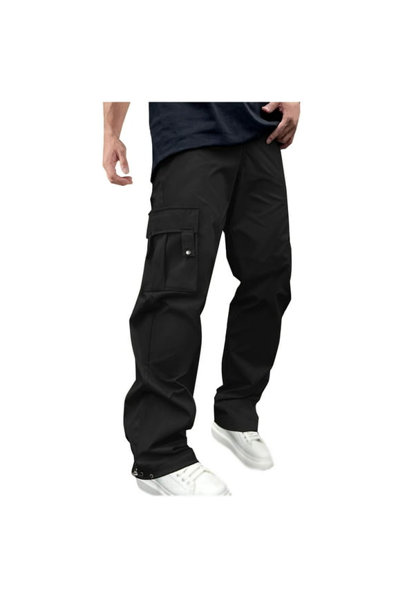 Men's Cargo Pants Foam Cargo Pants for Men Baggy Foam Boys Sleepers with Pangs Work Pant for Men Construction Socks Men's Work Big Oversized Retro Pocket Drawstring Straight Leg Black 2XL