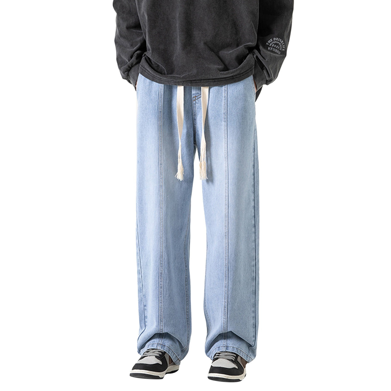 BE men's washed and old sweatpants straight-leg pants loose sweatpants main image 1