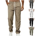 thumbnail image 1 of Men’s Cargo Pants, Joggers, Trousers, Elastic Waistband Drawstring Loose Straight Leg, Multiple Pockets Quick Dry Lightweight, Casual Daily Gym Workout Hiking Travel, | AKLJWH,Khaki 2XL, 1 of 9