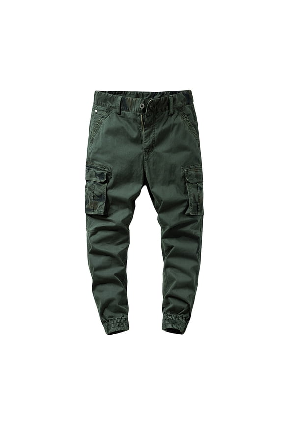 Men's Cargo Pants L Work Pants Men Men Cargo with Pockets Loose Fit Fabric Mens Wild Clothes for Construction Work Boy with Foam Shuffle Foam Men's Casual Solid Color Classic Green 32