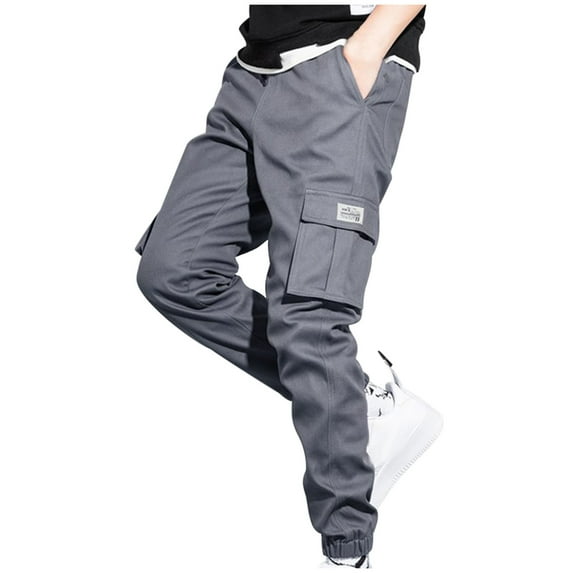 Men's Cargo Pants Lightweight Elastic Waist Pants Baggy Jogger Pants Outdoor Hiking Pants Athletic Pants with Pockets