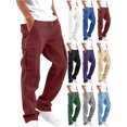 thumbnail image 1 of Men's Cargo Pants Lightweight Pants Relaxed Fit Stretch Joggers Hiking Travel Casual Work With Pockets Wine Xxl, 1 of 7