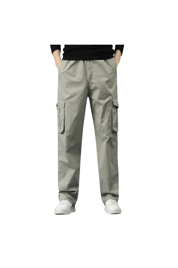 Men's Cargo Pants Loose Fit Comfortable Outdoor Work Casual Hiking Utility Durable Stretchable Breathable Jogger Trousers