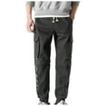 thumbnail image 1 of Men's Cargo Pants Loose Fit Drawstring Outdoor Hiking Work Straight Trousers Casual Stretch Sweatpants with Pockets, 1 of 7