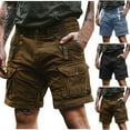 thumbnail image 1 of Men's Cargo Pants, Loose Fit Trousers, Elastic Waist Drawstring, Multi-Pocket Casual Daily Wear, Streetwear, Hiking & Outdoor Gear | HAODEJW,Light Blue L, 1 of 8