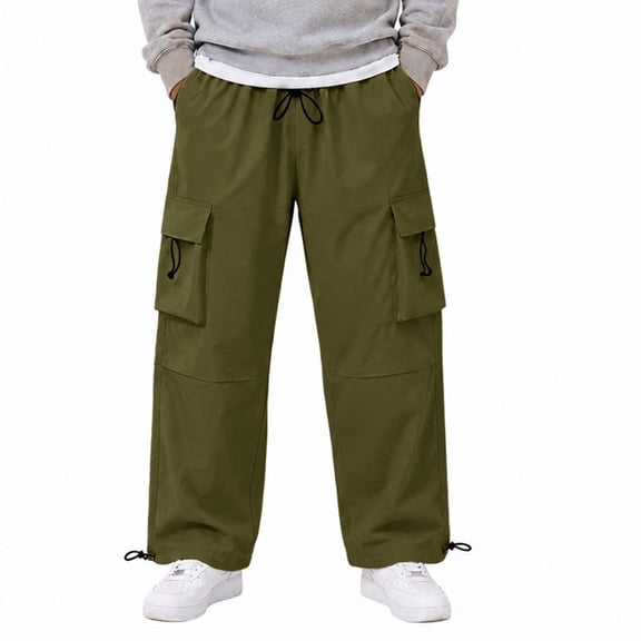 Men's Cargo Pants Loose Fit Wide Leg Work Pants Straight Leg Utility Trousers Multi Pocket Casual Long Pants for Men