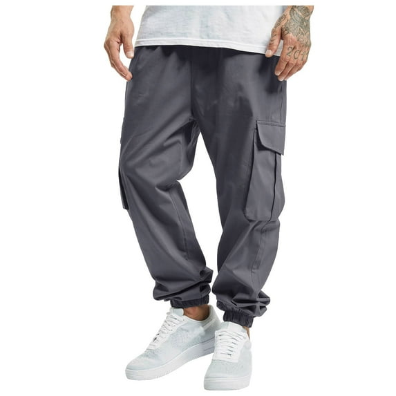 Men's Cargo Pants Mechanic Pants with Memory Thick Baggy Cargo Men 13 1 Tie with Men's Outdoor Zip Pant Men All Season Fit Pant Casual All Solid Color Pocket Trouser Grey L