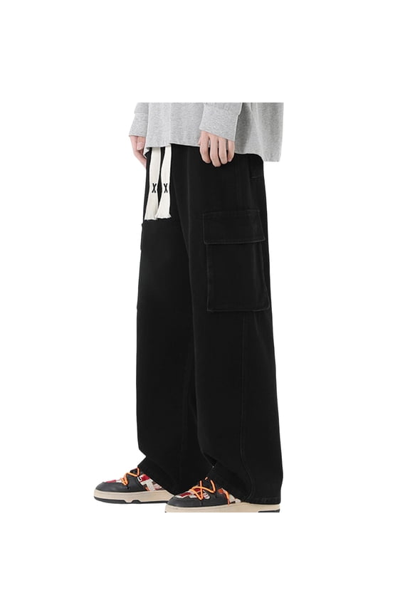 Men's Cargo Pants Men Cargo Pants with Pockets Loose Fit Mechanic for Men Work Star Apparel Boys Sleepers Utility Baggy Work for Sippers Toddlers Male Black XL