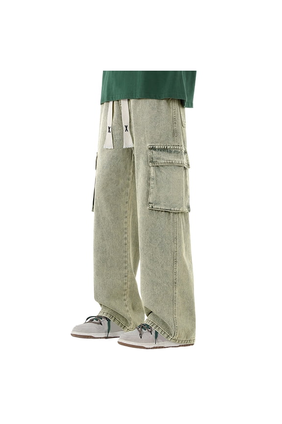 Men's Cargo Pants Men Cargo Pants with Pockets Loose Fit Mechanic for Men Work Star Apparel Boys Sleepers Utility Baggy Work for Sippers Toddlers Male Green XL