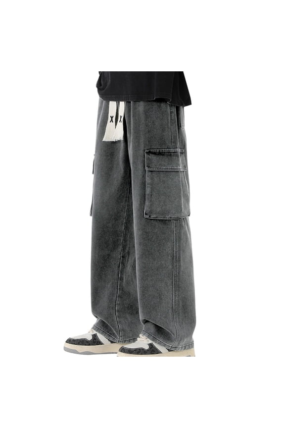 Men's Cargo Pants Men Cargo Pants with Pockets Loose Fit Mechanic for Men Work Star Apparel Boys Sleepers Utility Baggy Work for Sippers Toddlers Male Grey XL