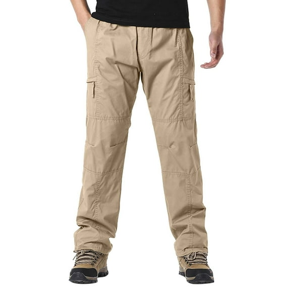 Men's Cargo Pants Men Pants Work Carpenter for Men Cargo Boys Tie Band Work Mens Outdoor Zip Pant Big Foam Cute Heavy for Mens Fashion Casual Pocket Zipper Buckle Khaki 2XL