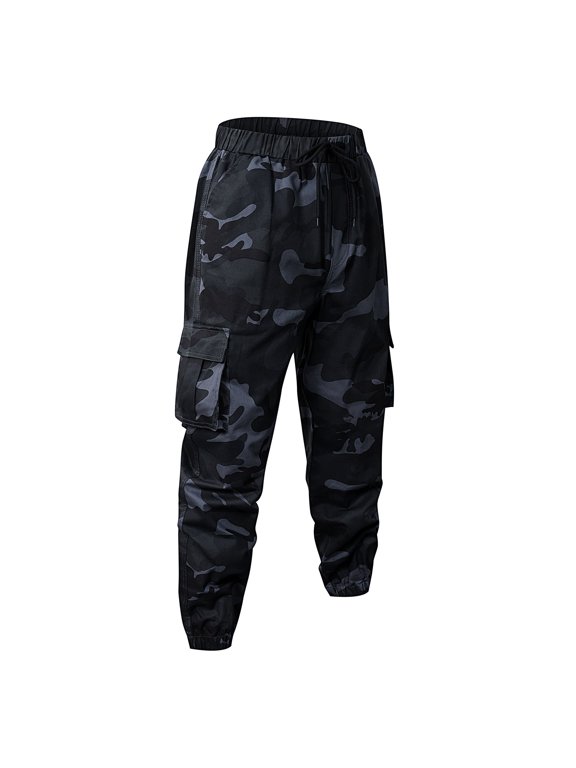 Men's Cargo Pants Men's Outdoor Breathable Large Size Cargo Pants Youth Loose Casual Nine Point Trousers Mens Casual Pants Black L