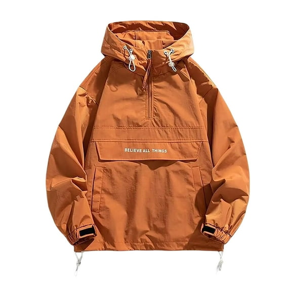 Men's Cargo Pants Mens Outer Wear Mens Water Proof Rain Jacket Non Stop Jacket Windbreaker Mid Layer Winter Work Clothes for Men Light Warm Men Lined Lightweight Rain Orange M