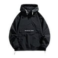 thumbnail image 1 of Men's Cargo Pants Mens Outer Wear Mens Water Proof Rain Jacket Non Stop Jacket Windbreaker Mid Layer Winter Work Clothes for Men Light Warm Men Lined Lightweight Rain Black 2XL, 1 of 6