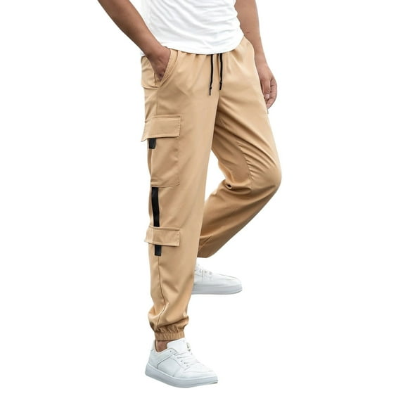 Men's Cargo Pants Mens Pocket Pants Kitchen Work for Men Fuzzy Big Foam Chef Work Loose Fit for Men Boy Stocking M Mens Spring And Autumn Fashion Casual Pure Khaki XL