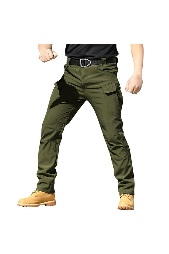 Men's Cargo Pants Multi Pocket Military Camo Combat Pants Plus Size Outdoor Military Army Camo Pants Work Pants(XL Army Green)