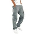 thumbnail image 1 of Men's Cargo Pants - Multi-Woven Fabric, Elastic Waist, Solid Color, Street Style with Deep Pockets for Casual & Sports, 1 of 6