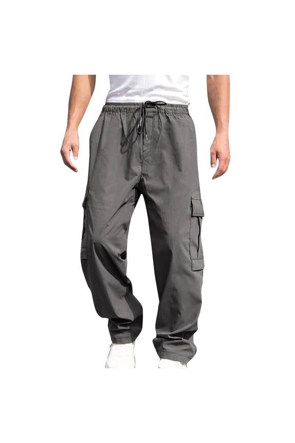 Men's Cargo Pants Relaxed Fit Cotton Ripstop Stretch Work Trousers with Muti Pockets for Outdoor Activities Work Hiking Size 3XL Dark Gray
