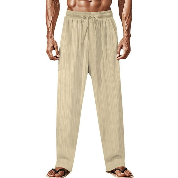 Men's Cargo Pants Relaxed Fit Straight Leg 44*30 Casual Fashion Solid Color Drawstring Elastic Waist Pants