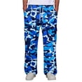 thumbnail image 1 of Men's Cargo Pants Relaxed Fit Straight Leg Camo Print Work Pants with 4 Pockets Elastic Waistband Drawstring Lightweight Trousers for Hiking Outdoor Daily Wear Navy L, 1 of 7