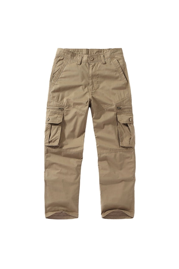 Men's Cargo Pants Relaxed Fit Work Pant Comfort Casual Outdoor Hiking Pants with Multi Pockets Khaki XS