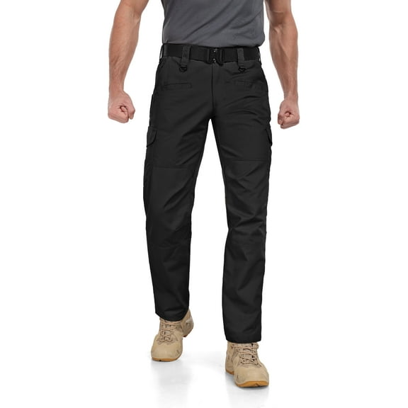 Lavenicole Work Pants for Men Stretch Cargo Pants Water Resistant Outdoors Trousers with 9 Pockets( No Belt )