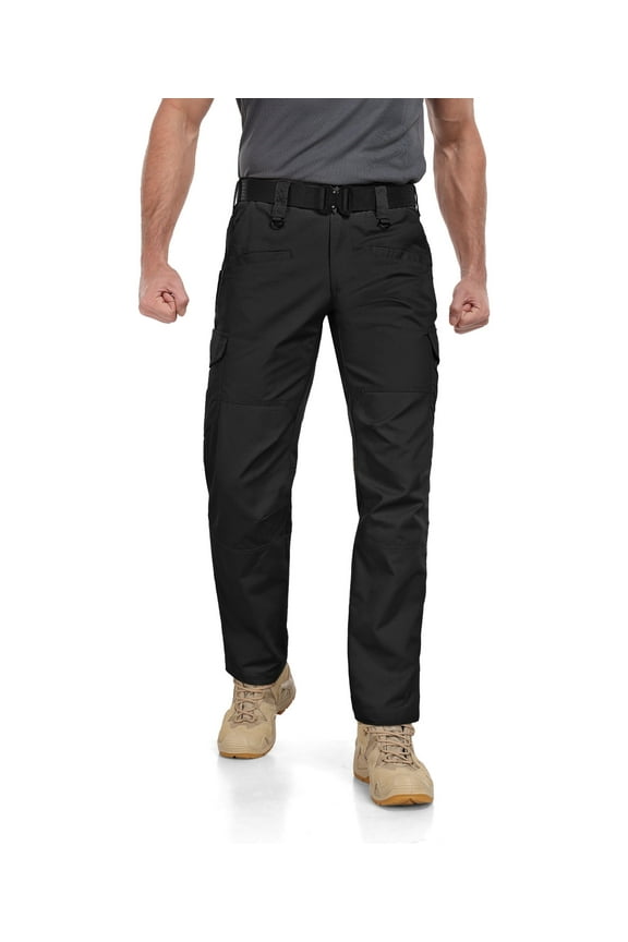Work Pants for Men Stretch Cargo Pants Water Resistant Outdoors Trousers with 9 Pockets( No Belt )