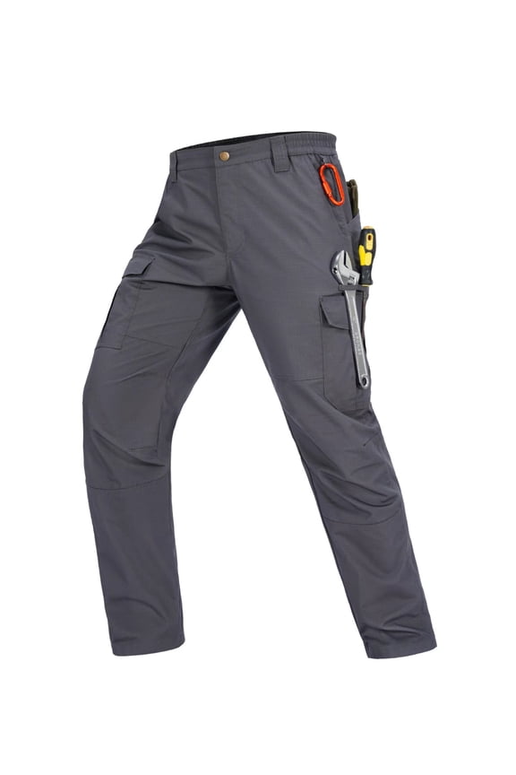 Work Pants for Men Stretch Cargo Pants Water Resistant Outdoors Trousers with 9 Pockets( No Belt )