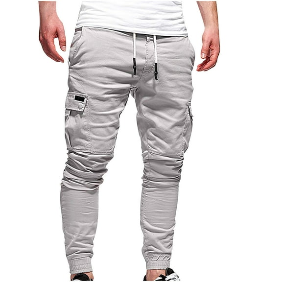 ZQUUVOU Men's Cargo Pants Slim Fit Casual Sport Pants Trousers Running Joggers Sweatpants Gray