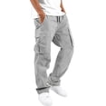 thumbnail image 1 of Men's Cargo Pants Straight Leg Casual Work Multi Pocket Utility Pants Light Gray XL, 1 of 6