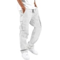 thumbnail image 1 of Men's Cargo Pants Straight Leg Casual Work Multi Pocket Utility Pants White XXXXXL, 1 of 6