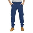 thumbnail image 1 of Men's Cargo Pants Straight Twill Stretch Regular Fit Work Pants with 6 pockets Outdoor Work Office Hiking Workout Trouser (3XL, Navy), 1 of 6