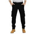 thumbnail image 1 of Men's Cargo Pants Straight Twill Stretch Regular Fit Work Pants with 6 pockets Outdoor Work Office Hiking Workout Trouser (XL, Black), 1 of 7