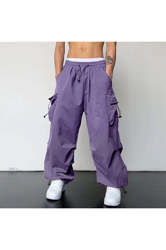 Men's Cargo Pants, Street Style Casual Trousers, Multiple Pockets Drawstring Ankle, Woven Utility Work Wear