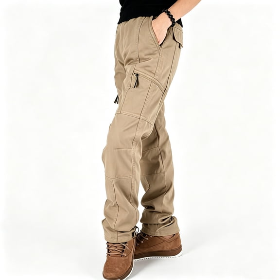 Men's Cargo Pants Stretch Regular Fit 6 Pockets UPF 50+ Outdoor Work Trousers S-XL