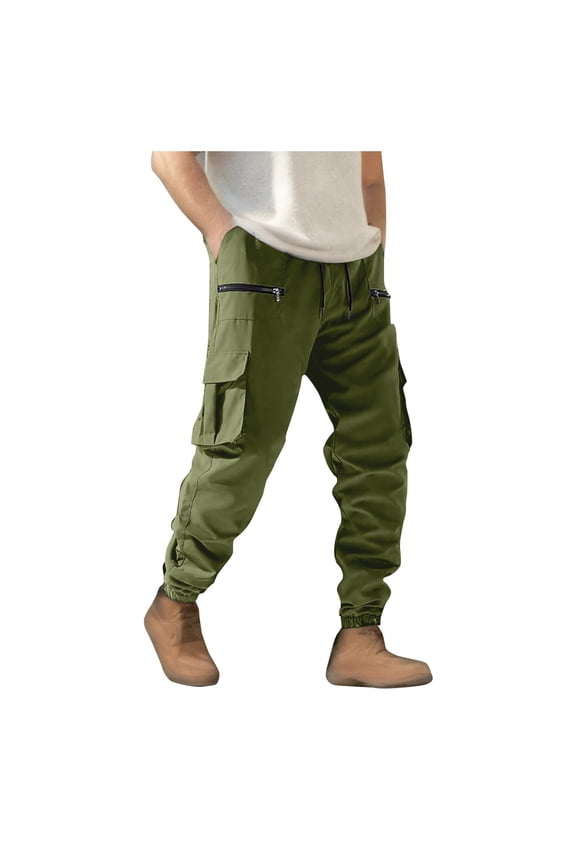 Men's Cargo Pants Stuffing Pants Twill Work Suspenders for Men for Men Indoor Cargo Boys Mens Work Outdoor Purse Sleepers European Solid Color Zipper Design With Large Green L