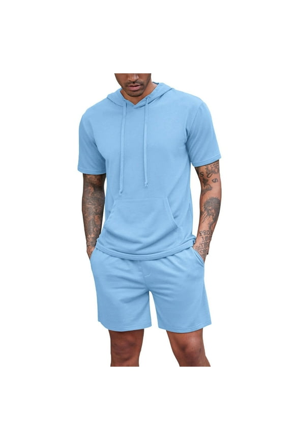 Men's Cargo Pants Suits for Men Classic Fit Winter Suit Mens Suit Mens Tux Romper Suits Classic Fit Prom for Men Jacket Homecoming Outfits Rain Coat Pants Jacket Set Men's Tracksuit 2 Blue S