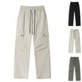 thumbnail image 1 of Men's Cargo Pants Trousers Joggers, Relaxed Fit Elastic Waist Drawstring Multi-Pockets, Stretchy Lightweight Breathable Quick Dry, Casual Daily Hiking Work Outdoor Travel,, 1 of 7