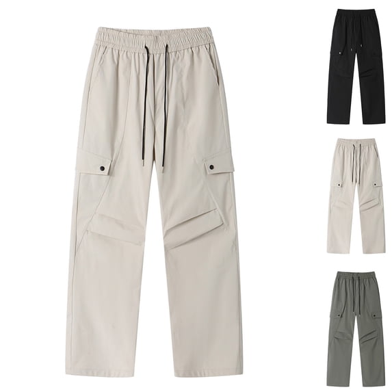 Men's Cargo Pants Trousers Joggers, Relaxed Fit Elastic Waist Drawstring Multi-Pockets, Stretchy Lightweight Breathable Quick Dry, Casual Daily Hiking Work Outdoor Travel,